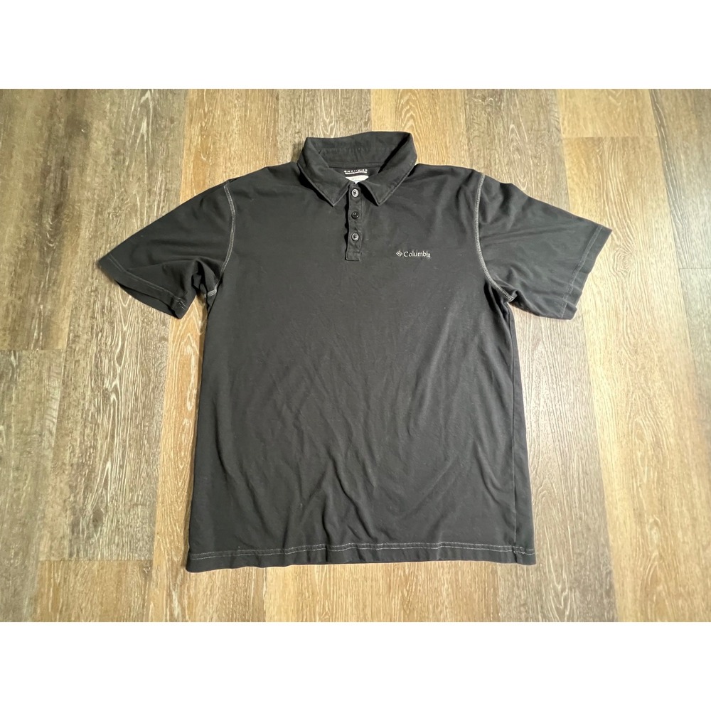 Columbia Polo Shirt Mens Large‎ Black Omni-Wick Short Sleeve Outdoor